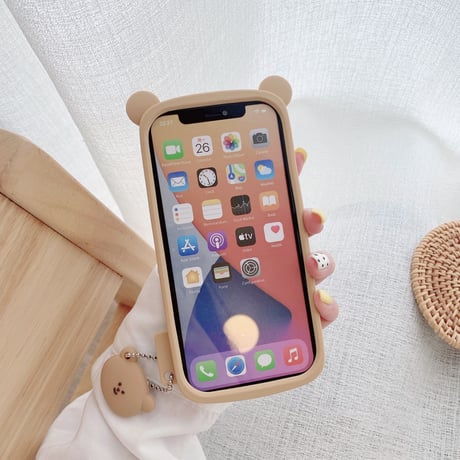 プッシュポップ クマの顔  iphone11/12ケース  ストレス解消 iphoneSE2/XS/8カバー   同系小物付  面白いおもちゃ  M608