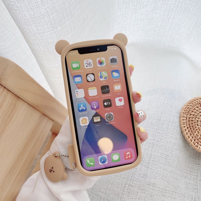 クマの顔デザイン iPhone用ケース プッシュポップ クマの顔 iphone11/12ケース ストレス解消 iphoneSE2/