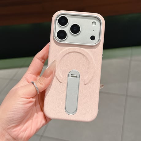 スタンド付 iPhone17Pro/17promaxケース 皮製 MagSafe対応 iPhone17/16Proカバー 高品質 高級感 肌に優しい[M5835]