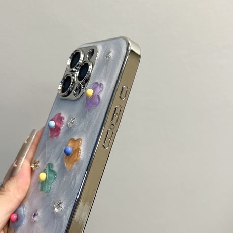多彩花 iPhone16pro/16ケース カメラ保護 iPhone15promax/14/13カバー ハンドメイド 可愛い [M5405]
