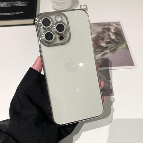 黄ばまないキラキラ iPhone15/15proケース  ナチュラル/ブルーチタニウム iPhone14/13/12 ラメレンズフイルム 軽量丈夫[M3942]