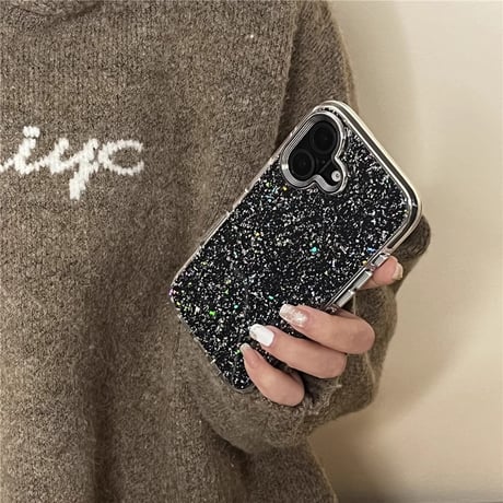 キラキラグリッター iphone16/16proカバー  頑丈 iphone15pro/14/13ケース シンプル風 シック 保護力強い [M4961]
