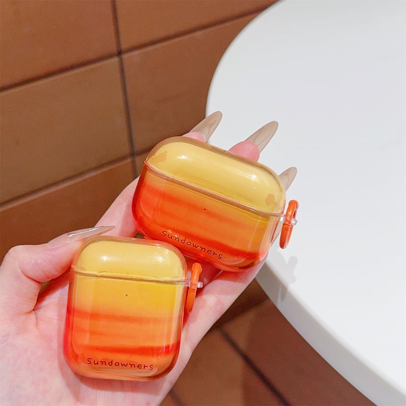 夕焼け AirpodsPro3/4ケース グラデーションオレンジ Airpods3/Pro2ケ