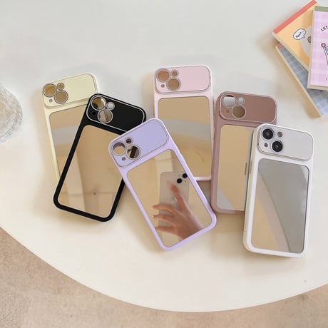 鏡 iPhone15/15Pro/15promaxケース  シンプル風 iPhone14pro/13Pro/12カバー 女子に人気 便利[M4028]