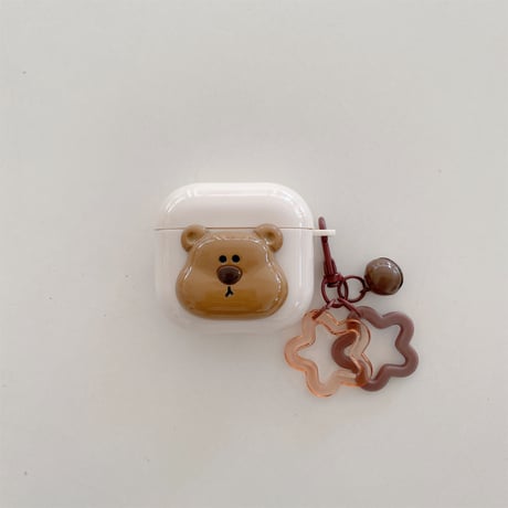 熊ちゃん Airpods 4ケース 可愛い Airpodspro2/proカバー Airpods3/2 キーチェーン付 ギフトにおすすめ[M4864]