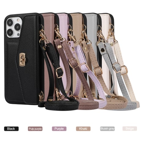 レザー カード入れ iphone14/14proケース ショルダー付き アイフォンSE3/13/12/11PROケース セレブ愛用 高級感 ガールズに人気[M2446]