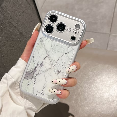 大理石調 iPhone17/17Proケース シンプル風 iPhone16Pro/15ProMaxケース カメラ保護 おしゃれ[M6438]