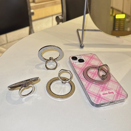 マグセーフスマホリング スタンド一体 キラキララメ入り  落下防止 オシャレ ギフトにおすすめ[M3902]
