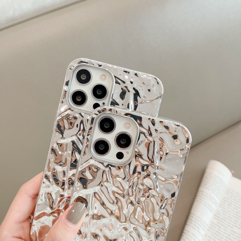 銀色アルミホイル iphone12/11promaxケース キラキラ アルミ箔