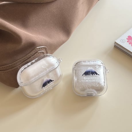 富士山 Airpods 4ケース 動く雪 Airpodspro2/proカバー Airpods第3/2世代 かわいい 山キーホルダー プレゼントにおすすめ[M5067]
