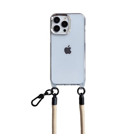 頑丈肩ひも iPhone14/13promaxケース 高透明 アイフォン12pro/11カバー 便利 首掛け/肩掛け  カラビナ付 お揃い[M3222]