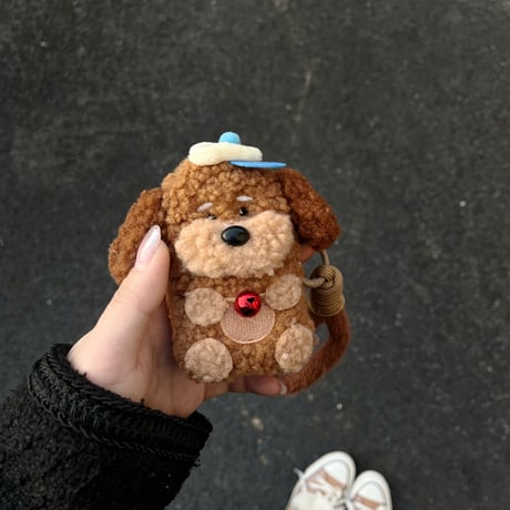 犬ぬいぐるみ Airpods 4ケース モフモフ ストラップ付 Airpods3/2カバー Airpodspro2/pro  めっちゃ可愛い ギフトに最適[M5007]