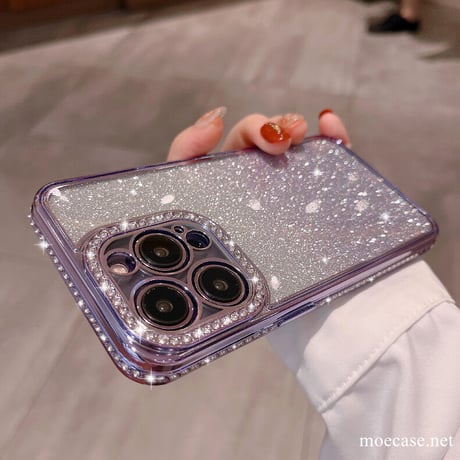 キラキラジュエリー iPhone14pro/14promaxケース グラデーション シール付 iphone13/12/11カバー  オシャレ 綺麗 高級感 大人気[M2437]