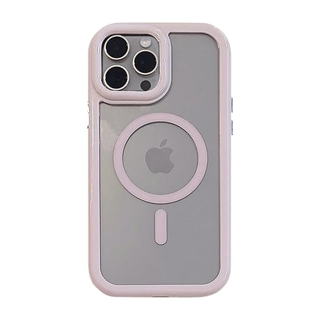 MagSafe対応 iPhone15/15Proケース ピンク パープル 淡色系 iPhone14Pro/13/12カバー 丈夫黄ばまない 女子力アップ [M3733]
