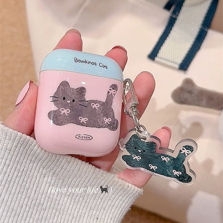 猫柄 Airpods4ケース リボン AirpodsPro2ケース エアーポッズ3/2 かわいい ギフトにおすすめ[M5575]