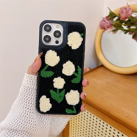 草花 iphone16pro/15ケース  刺繡入り iphone14/13/12/11カバー 秋冬人気アイテム ファッション 女子力アップ[M3616]