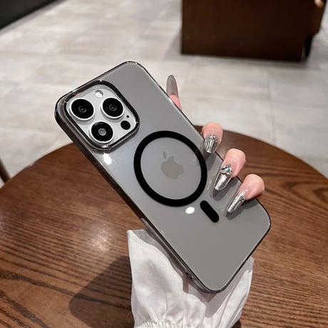 MagSafe対応 高透明 iPhone15pro/15promaxケース ナチュラルチタニウム iPhone14pro/13promax/12対応 黄ばまない薄型 [M4047]