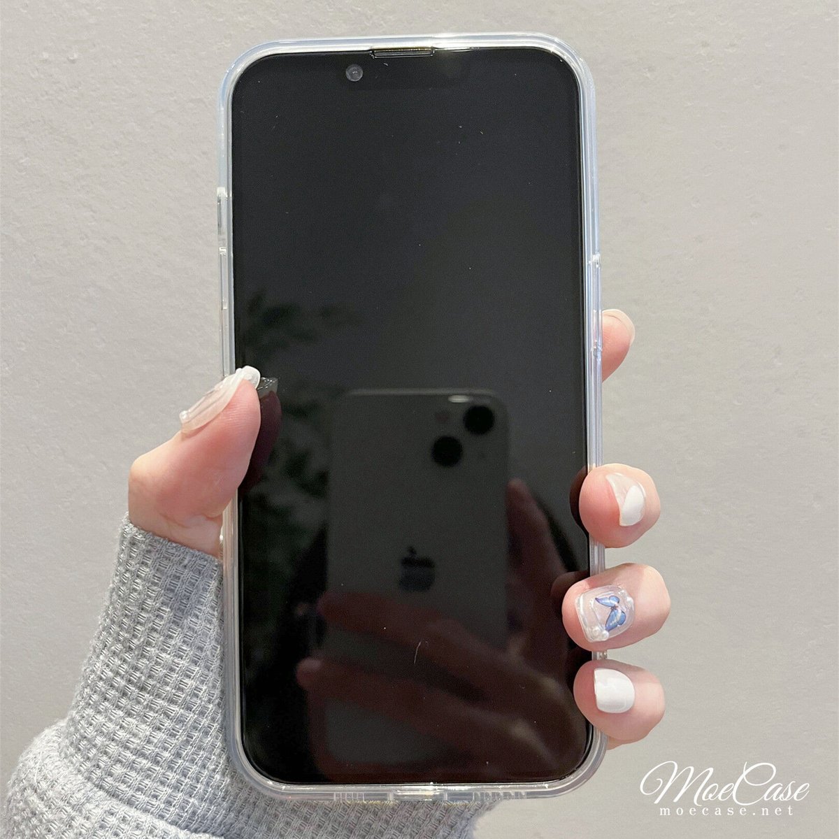 水色 iPhone14/15promaxケース 高級感 Lucky Day シンプル風 アイフ