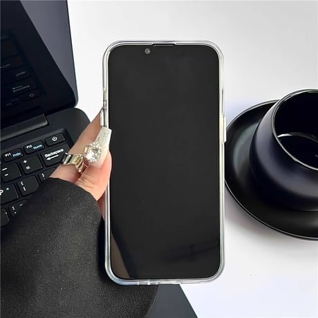 鏡付 ねこちゃん iPhone15/15proケース 可愛い iPhone14/13pro/12ケース 便利 丈夫 ギフトにおすすめ[M3998]