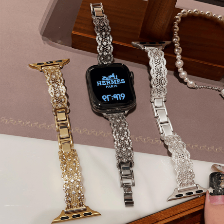 レーストリムデザイン アップルウォッチバンド ブレスレット風  AppleWatch Series11/10/9/8 SE3/2 40/41/42mm 高級感高品質 [M6309]