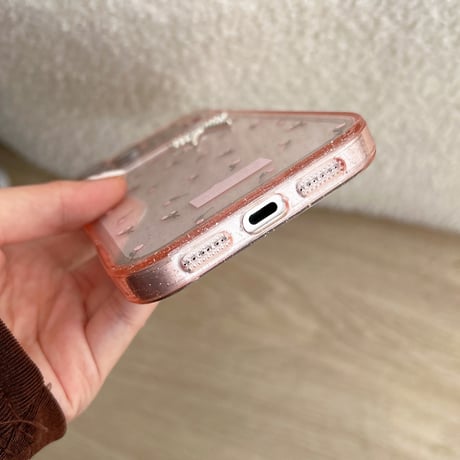 キラキラピンク iPhone17/17proケース 花柄 リボンデコ iPhone17promax/16/15Proカバー 綺麗ストラップ 女子ファッション[M5959]