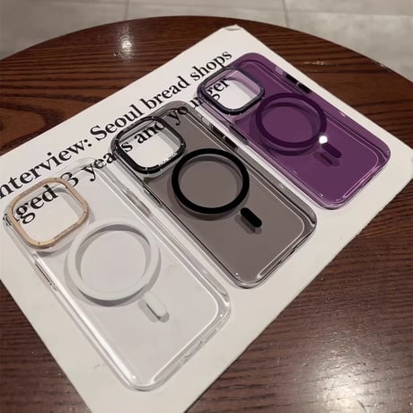 iPhone15Pro/15ProMaxケース クリア MagSafe対応 黄ばまない アイフォン14/13proカバー カッコイイ 頑丈 [M3528]