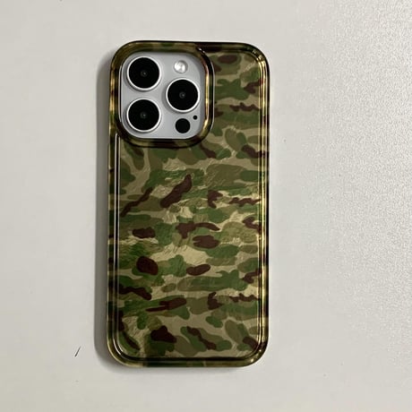 迷彩柄 iPhone16promax/16Proケース スマホグリップ付 iPhone15pro/14pro/13カバー シンプル風 艶感 カッコイイ[M5324]