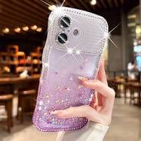 うねうねジュエリーライン iPhone17Pro/17ケース キラキララメ iPhone16/15/14ケース グラデーションカラー レンズ保護[M6364]