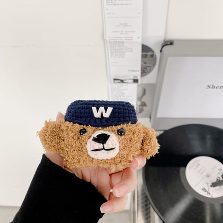 帽子をかぶる熊 airpods3ケース Bear airpodsproカバー 可愛い フワフワ 温かい 冬グッズM1230