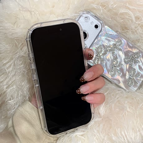 ジュエリーリボン iphone17/17Proケース  ツヤ感  iPhone17promax/16/15proカバー 女子力高い かわいい[M5812]