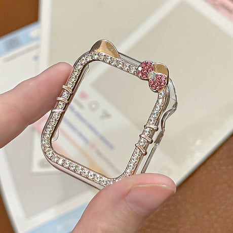 可愛い アップルウォッチフレーム リボン/耳 ジュエリーライン AppleWatch保護ケース Ultra2/1/SE(第2/1世代)/Series11/10/9/8/7/6/5/4 [M6290]