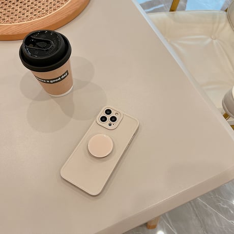 高級感 iPhone14pro/14plusケース スマホグリップ付 アイフォン13/12ミニ/11proカバー シンプル シック 実用 おそろい [M2563]