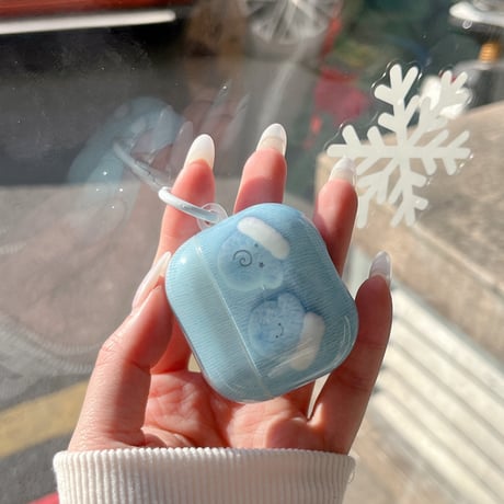 兎キーホルダー AirpodsPro3ケース 手袋柄 韓国風 エアポッズ4/3  AirpodsPro2/Proカバー  ギフトにおすすめ ブルーカラー[M5923]