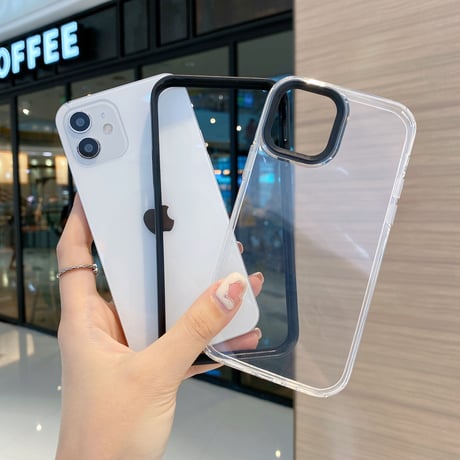 【iPhone15対応】カラー枠クリア iphone13mini/13promaxカバー  お揃い iphone11/12miniケース   頑丈 シンプルコーデ   M1101