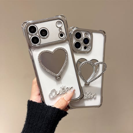 ミラーリングスタンド iPhone17/17Proケース チェーン/パールストラップ iPhone16Pro/15promaxケース 可愛い便利 多機能 [M6429]