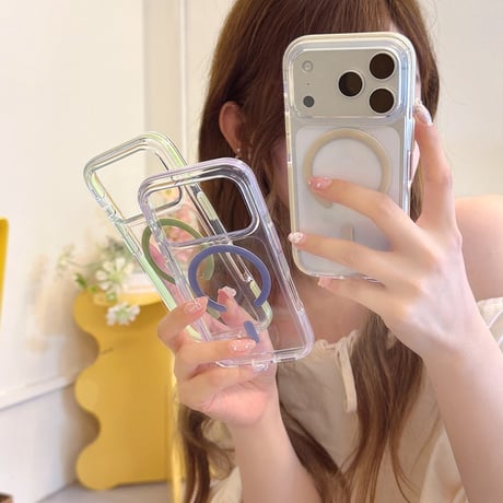 高透明耐衝撃 iPhone17Pro/17ケース MagSafe対応 カラーフレーム iPhone16Pro/15pro/14ケース 丈夫[M6508]