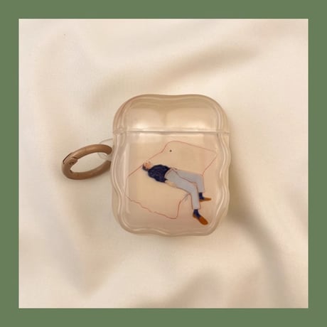 横になる人 Airpods４ケース かわいい Airpods3/pro2カバー リング付き 男女兼用 プレゼントにおすすめ [M4823]