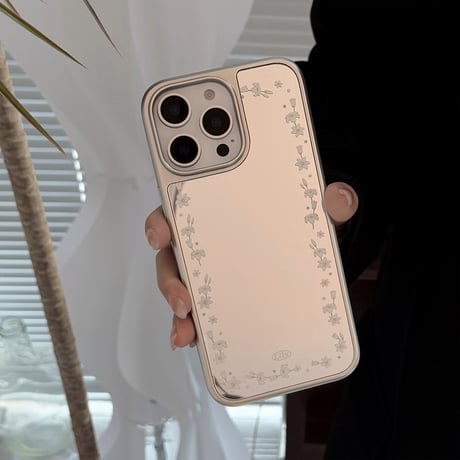 ユリの花 ミラーiPhone16/16proカバー エレガント アイフォン15pro/14/13proケース 大人可愛い 女子力UP 春夏におすすめ[M5139]