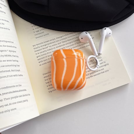 サケ Airpods Pro3ケース サーモン寿司キーホルダー Airpods4/3カバー pro2/pro1 リング 美味しそう[M6383]