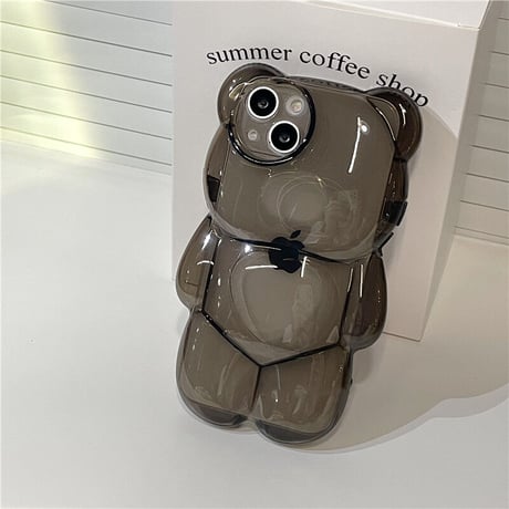 クマちゃんクリア iphone14/13promaxケース 透明艶あり アイフォン12/11カバー 可愛すぎ お揃い 男女むけ[M2164]
