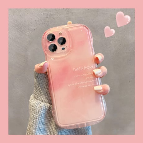 ぼかしピンクカラー iphone14/13proケース グラデーション  iPhone12/11カバー 可愛い 落下防止枠 高級感高品質[M2949]