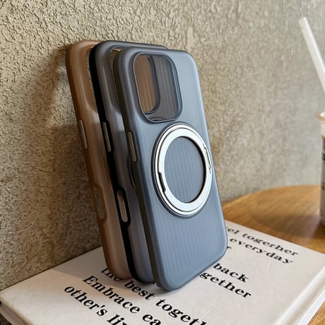 滑り止め/指紋防止 iPhone16/16proケース MagSafeリング スタンド 薄型軽量 iPhone15pro/14promax 半透明 高級感 [M4696]