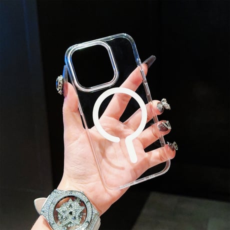 iPhone15pro/15promaxケース magsafe対応 高透明 iPhone14pro/13promax/12カバー 黄ばまない シンプル [M4298]