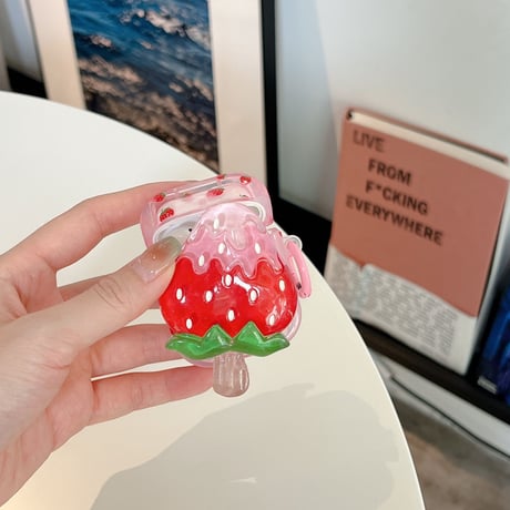 イチゴ/オレンジ AirPodsPro2ケース  可愛い airpods3/2カバー 美味しそう リング付き ギフトにおすすめ[M3277]