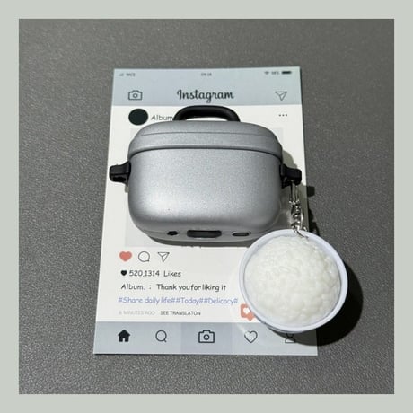 圧力鍋 Airpods Pro3ケース ご飯キーホルダー付 Airpods4カバー pro2ケース 可愛い ストラップ付 ギフトにおすすめ[M6049]