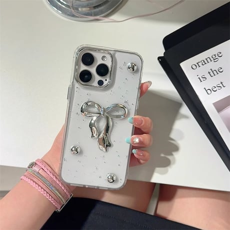 高級感リボン iPhone15/15proカバー 女子力高いiPhone14Pro/13promax/12ケース かわいい 綺麗[M4455]