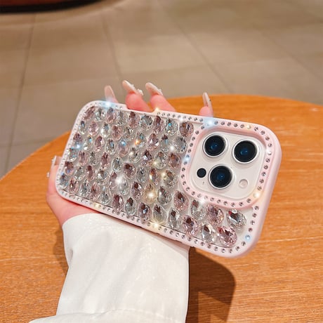 豪華ダイヤ iPhone16Pro/16カバー ジュエリー キラキラ iPhone15plus/14/13promaxケース 贅沢 ストラップ 高級感たっぷり [M5291]