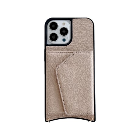 カード入れ4個 iphone14/14proケース レザー アイフォン13/12/11カバー ショルダー付 スタンド 高級感実用[M2218]