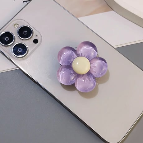 花スマホグリップ かわいい キラキラ 艶ありグリップトーク  伸び縮み式 落下防止 卓上スタンド機能 女子力UP ギフトにおすすめ[M3271]