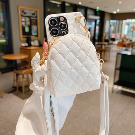 小銭入れ iphone14pro/14plusケース  レザー製 肩掛けストラップ アイフォン13/12/11カバー カメラカバー 犬アクセサリー付 実用[M2447]